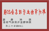 2004年，我公司荣获郑州物业与房地产协会颁发的“郑州市物业管理名企20强”称号。